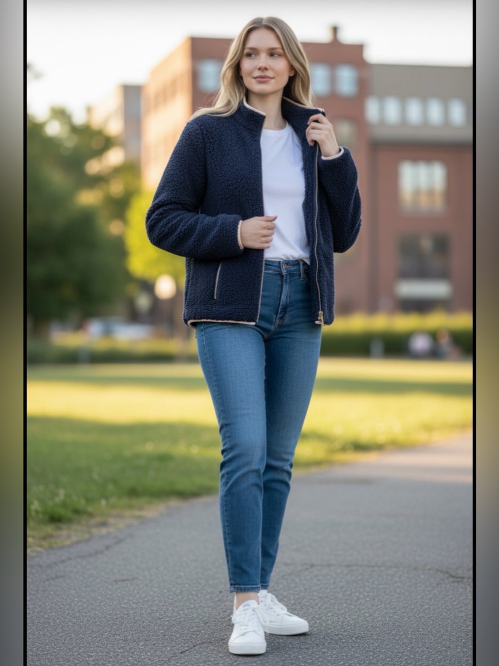 Sail To Sable Navy Sherpa Jacket
